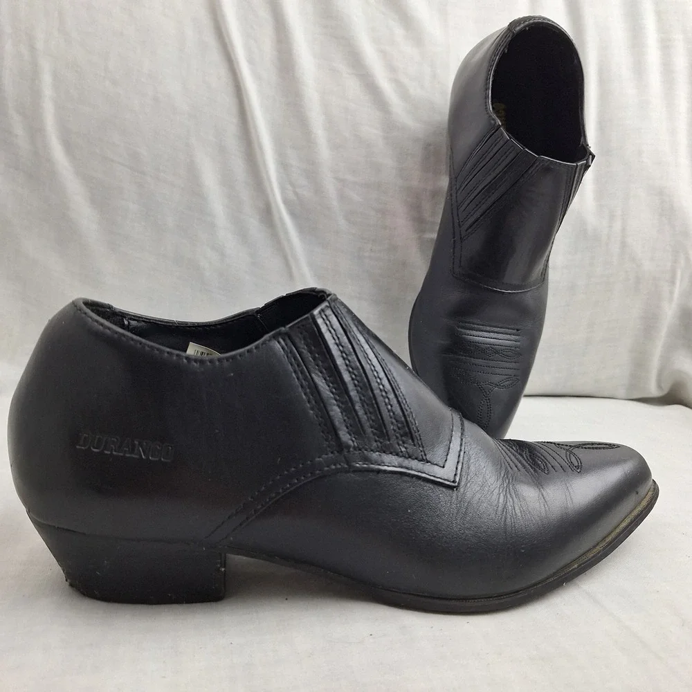 Vintage VTG Shoes Leather Durango Black 9.5M Boot Women RD3520 Western Ankle